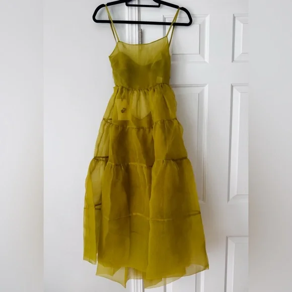 Anthropologie Oh Seven Days Organza Sheer Midi Dress, Size XS - Picture 4 of 13